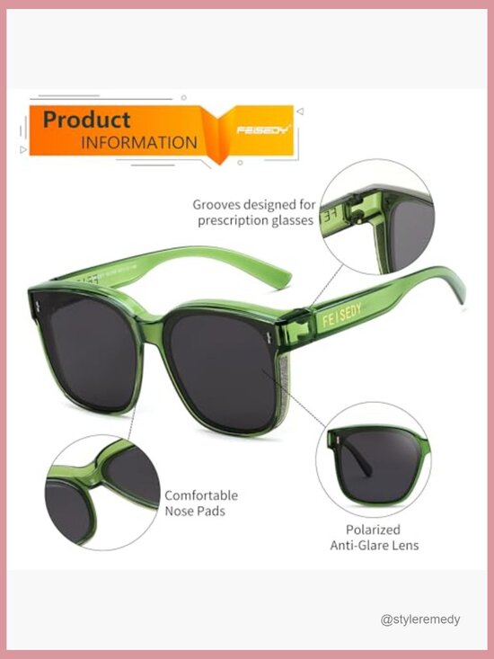 Polarized Fit Over Glasses Sunglasses, Square Oversized Frame, UV400 Protection main image 5